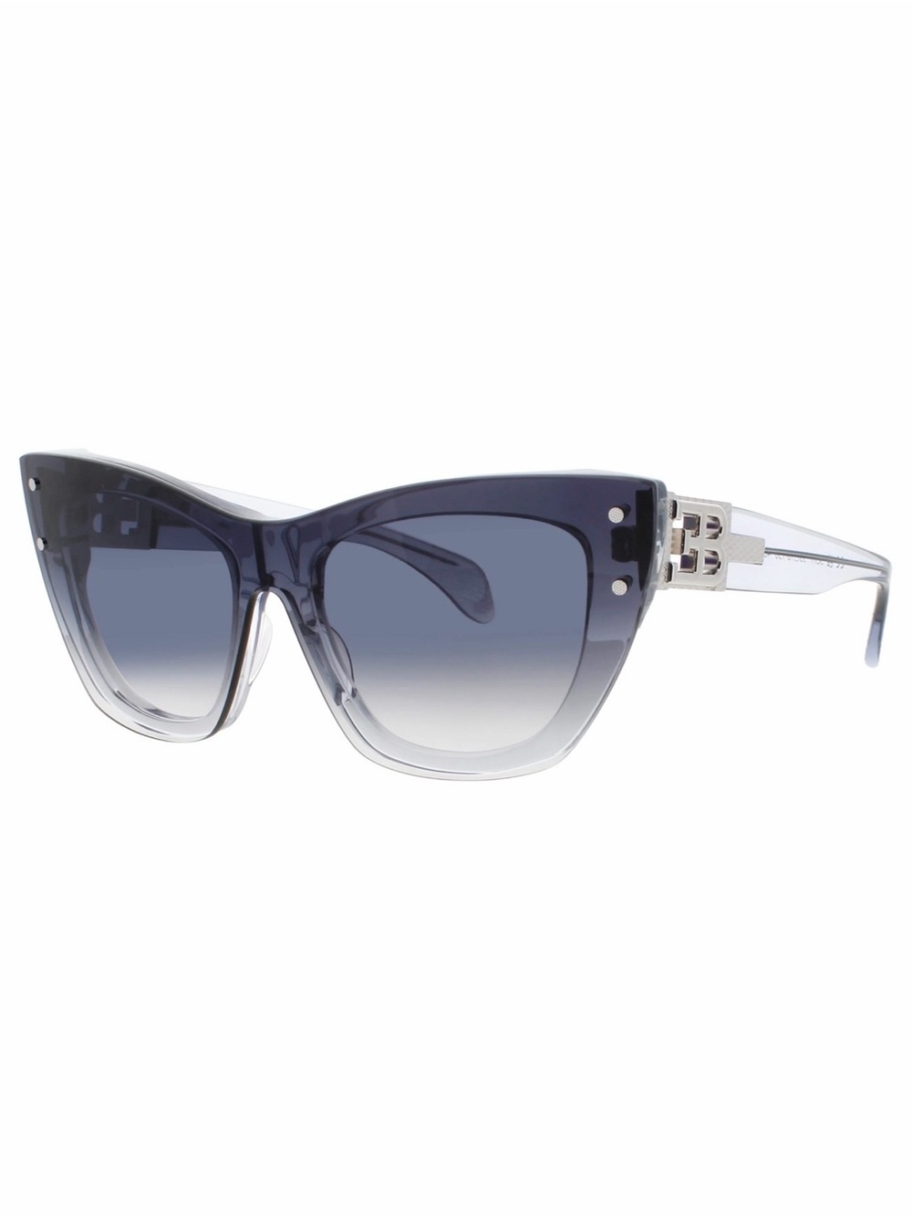 New BUGATTI 48L SCRY Cat-Eye Gradient Grey Crystal Women Sunglasses Authentic